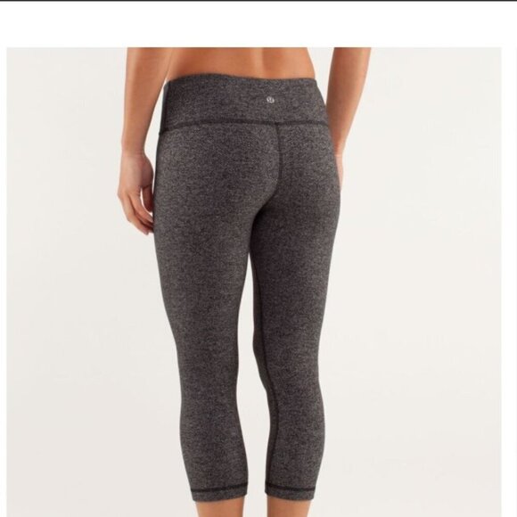Lululemon Wunder Under Crop Herringbone Black / Black Sz 4 - Picture 1 of 6